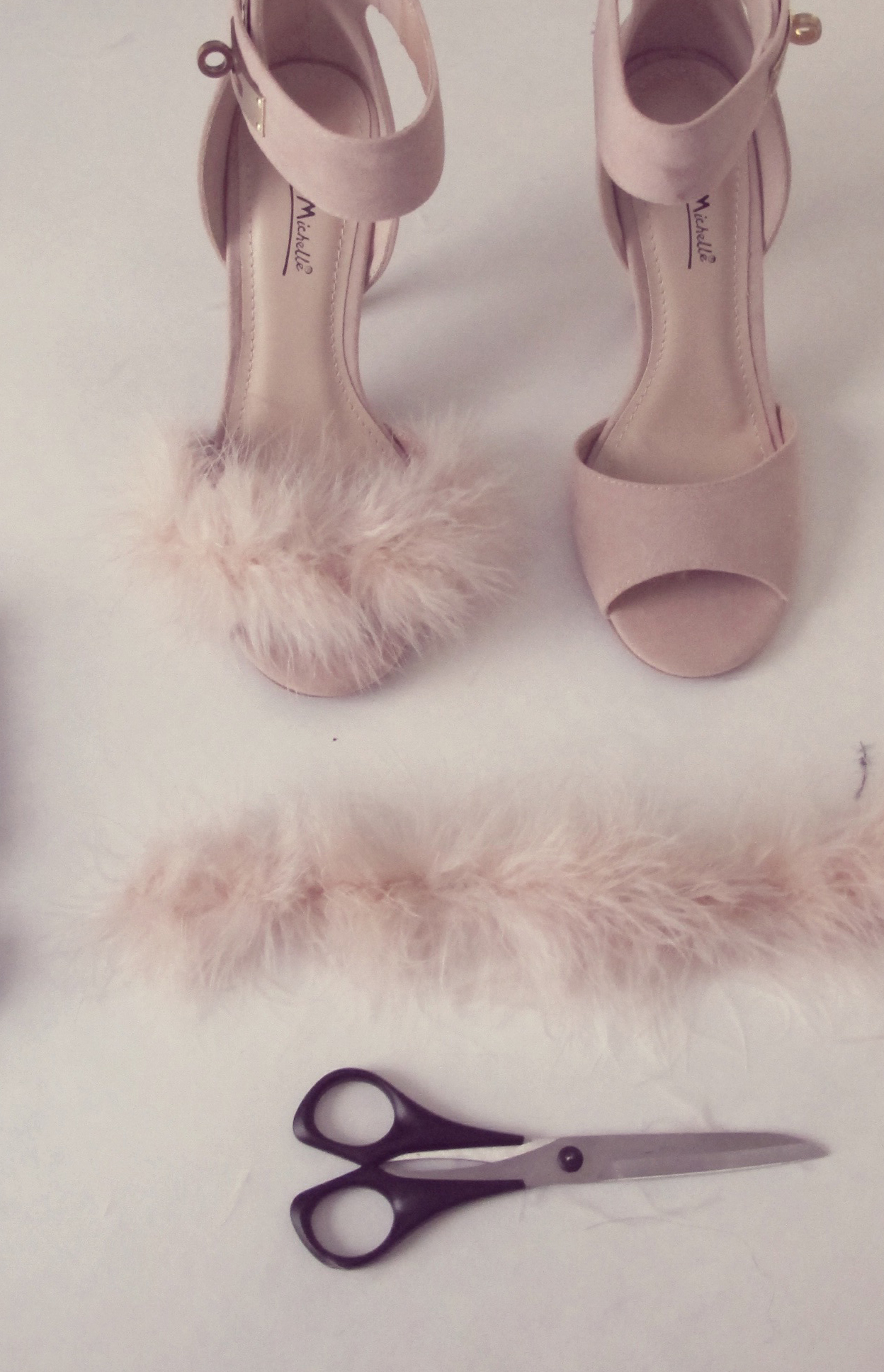 pink heels with feathers